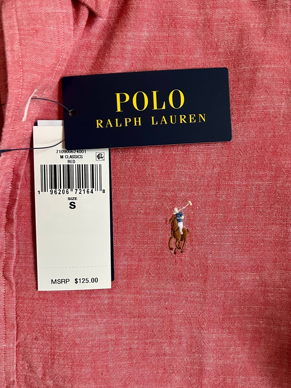 Polo Ralph Lauren Classic L/S Chambray Button-down Shirt - S - Red - BNWT